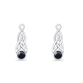 Celtic Trinity Sterling Silver Earrings with Round Black Onyx